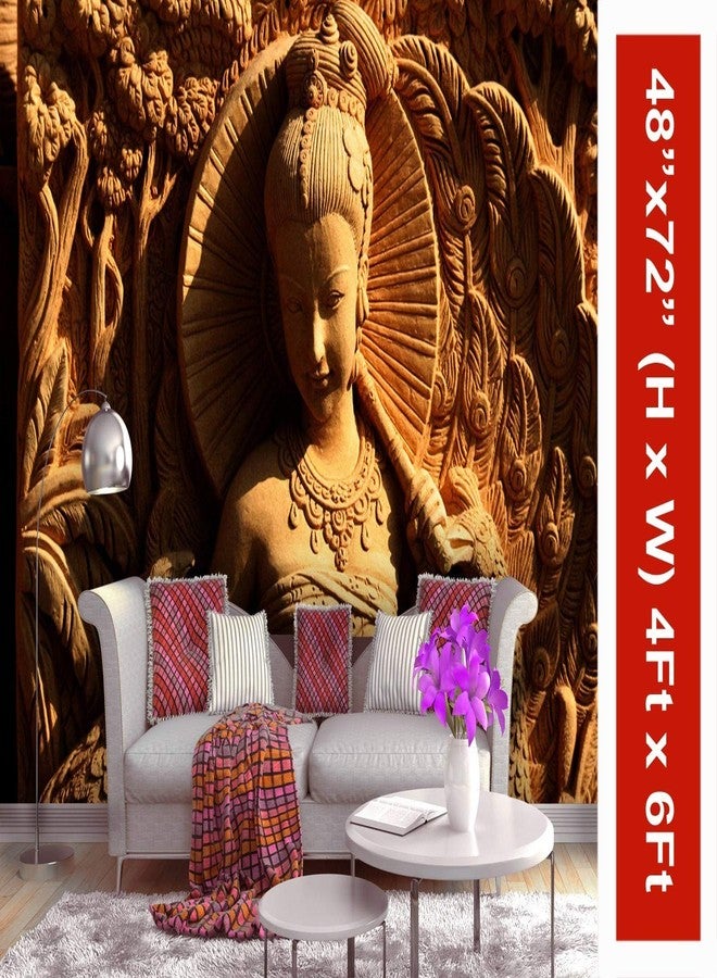 999STORE ورق جدران ثلاثي الأبعاد بني اللون بتصميم سيدة جميلة (غير منسوج، 4 × 6 أقدام، بني) من 999STORE - Image 2